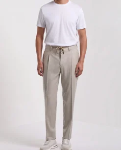 Pantalon Como beige en flanelle - Made in Italy