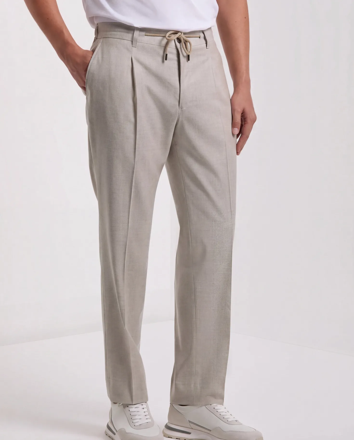 Pantalon Como beige en flanelle - Made in Italy