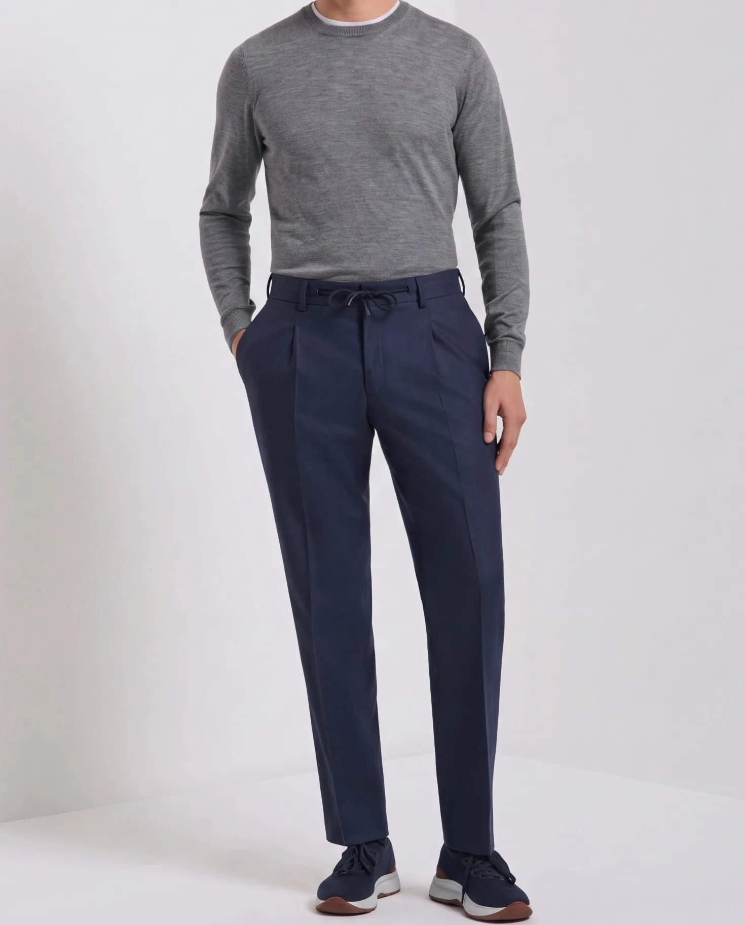 Pantalon Como bleu en flanelle - Made in Italy