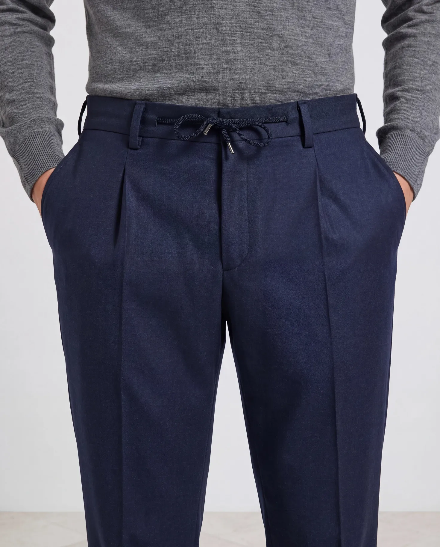 Pantalon Como bleu en flanelle - Made in Italy