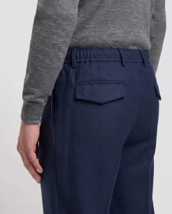 Pantalon Como bleu en flanelle - Made in Italy