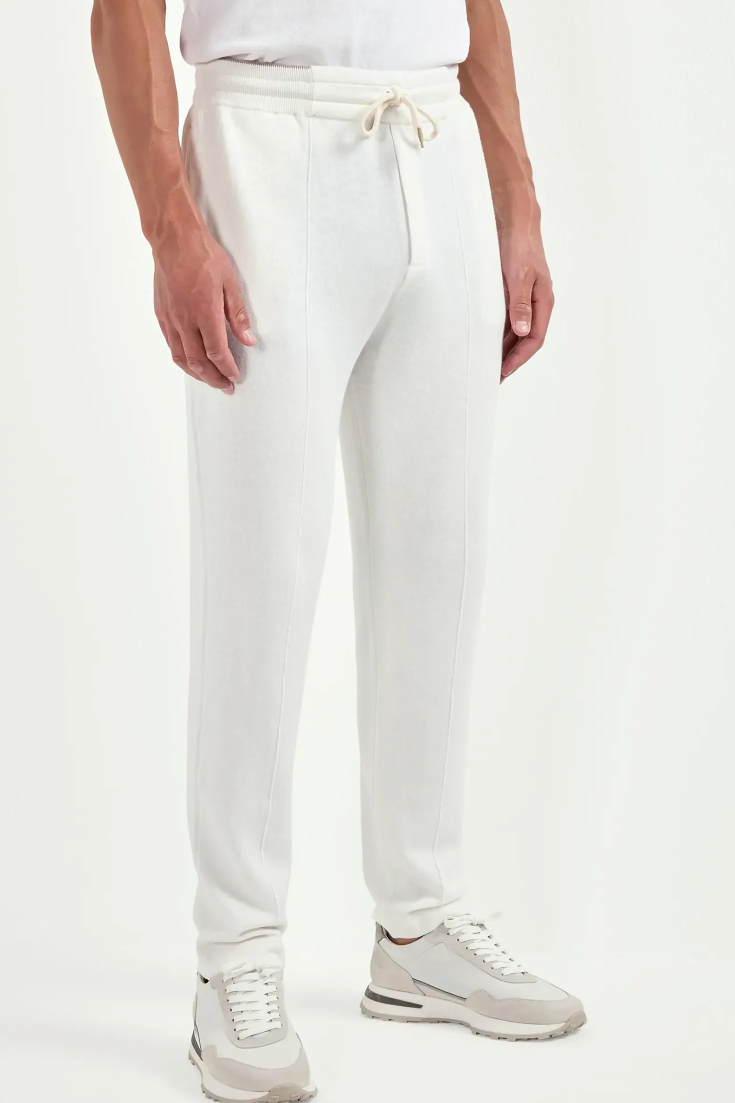 Pantalon de jogging Blanc cassé en mélange cachemire - Made in Italy
