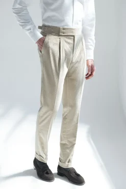 Pantalon en velours côtelé beige "Soragna Capsule Collection" - Made in Italy