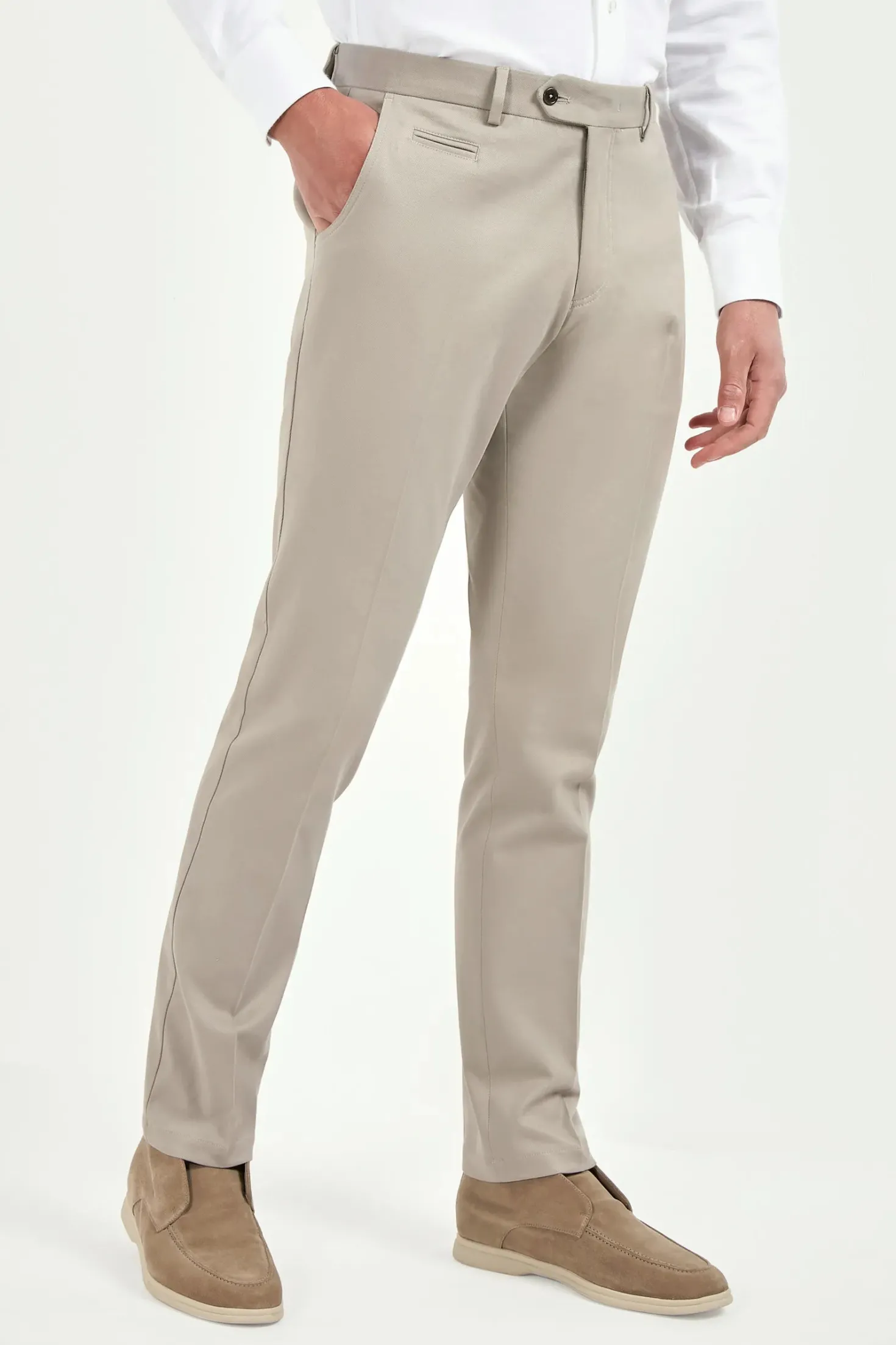 Pantalon Garda en coton et cachemire mastic - Made in Italy