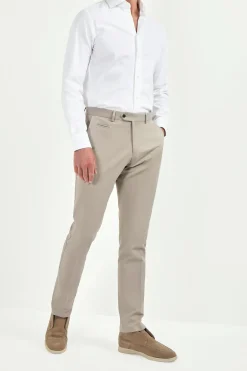 Pantalon Garda en coton et cachemire mastic - Made in Italy
