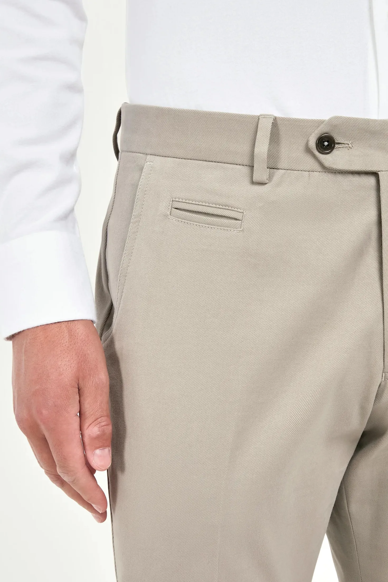 Pantalon Garda en coton et cachemire mastic - Made in Italy