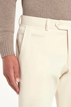 Pantalon Garda en coton et cachemire Blanc cassé - Made in Italy
