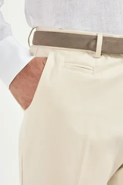 Pantalon Garda en coton et lin beige - Made in Italy
