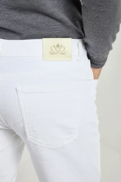Pantalon 5 poches en velours côtelé blanc - Made in Italy