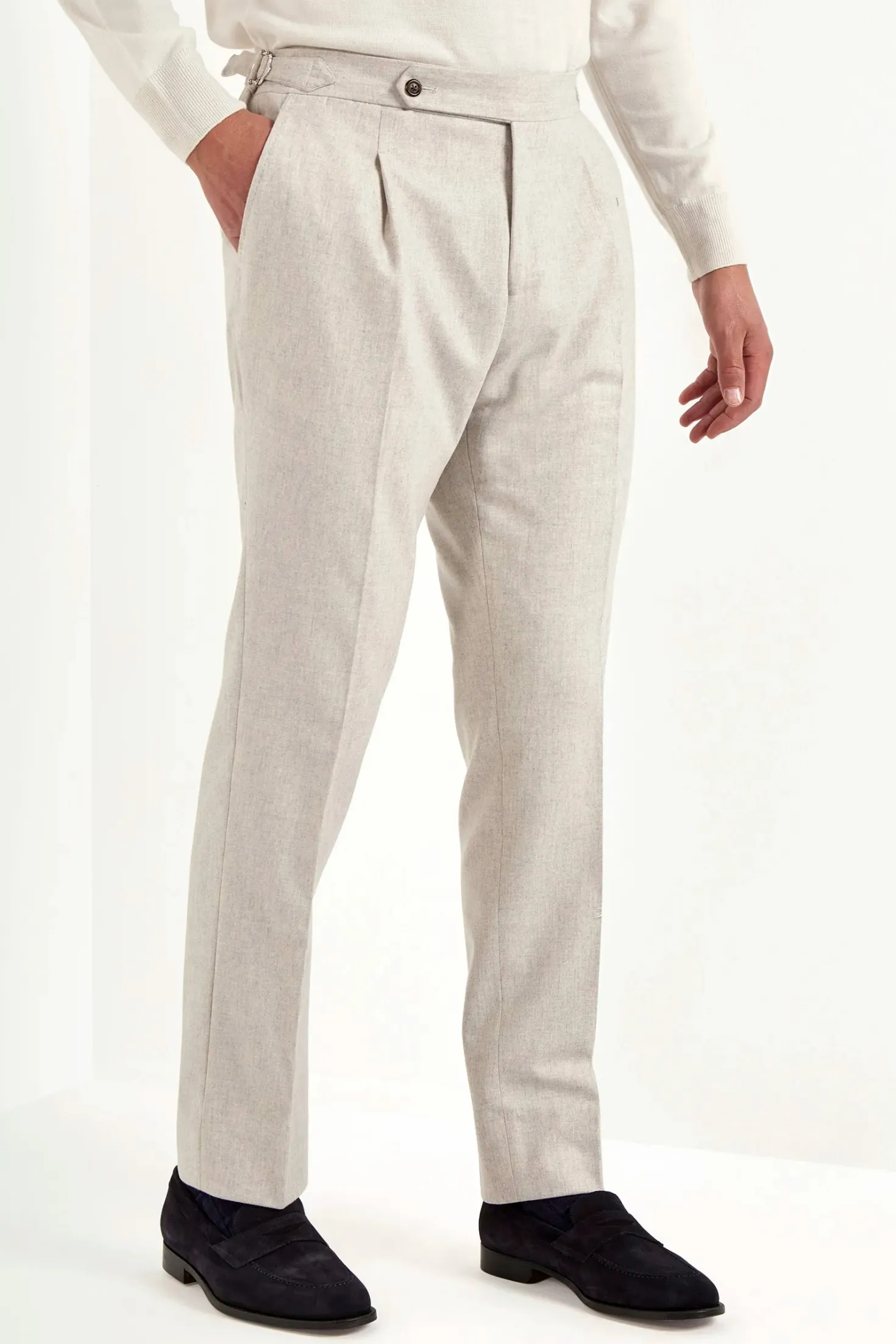 Pantalon Roma en flanelle beige - Made in Italy