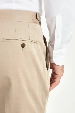 Pantalon Roma en laine et coton amande - Made in Italy