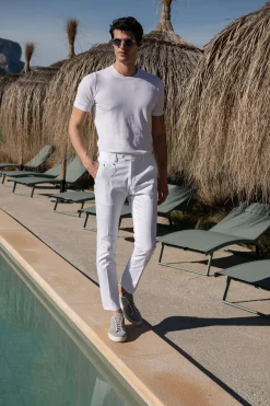 Pantalon Sirmione en coton blanc - Made in Italy