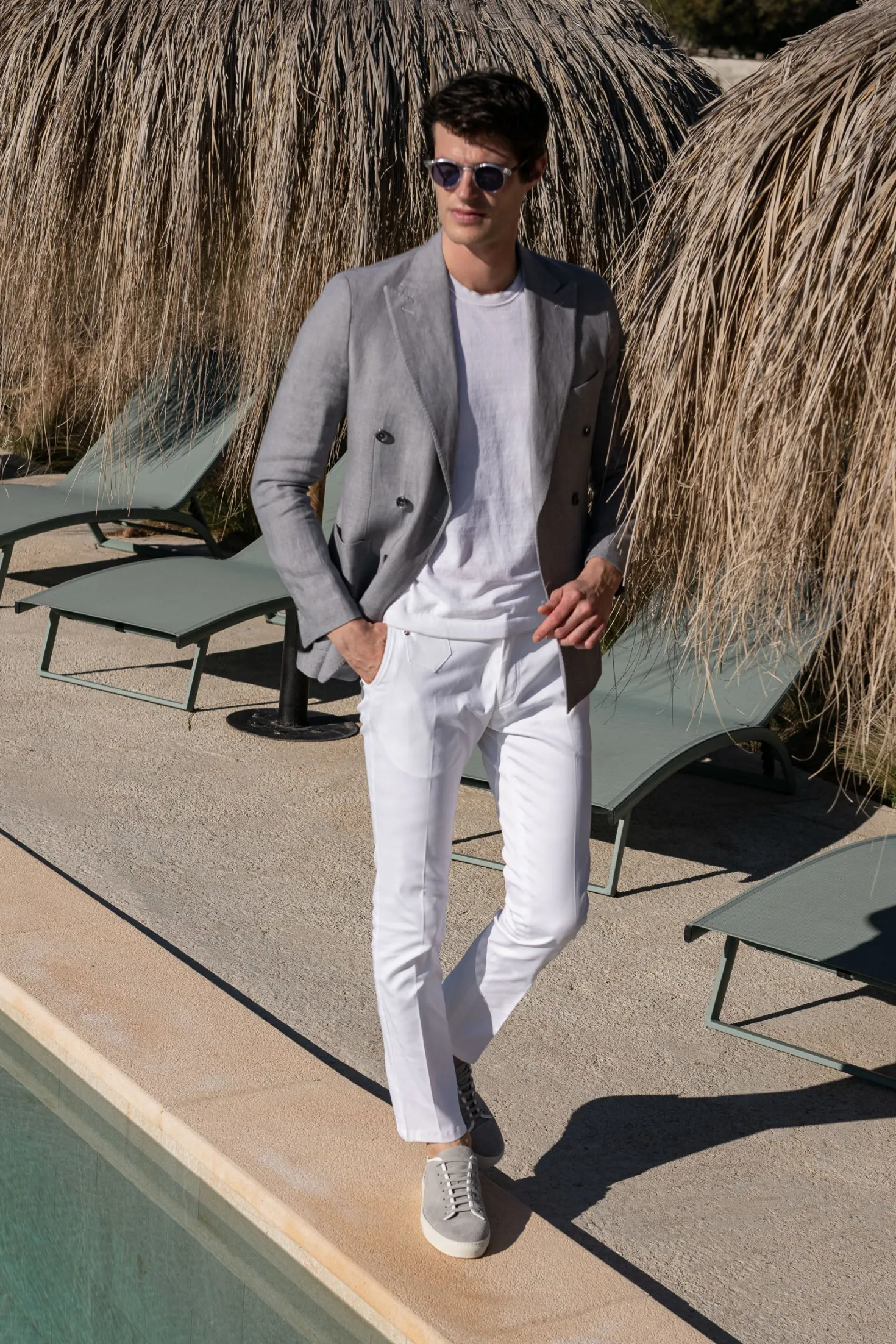 Pantalon Sirmione en coton blanc - Made in Italy