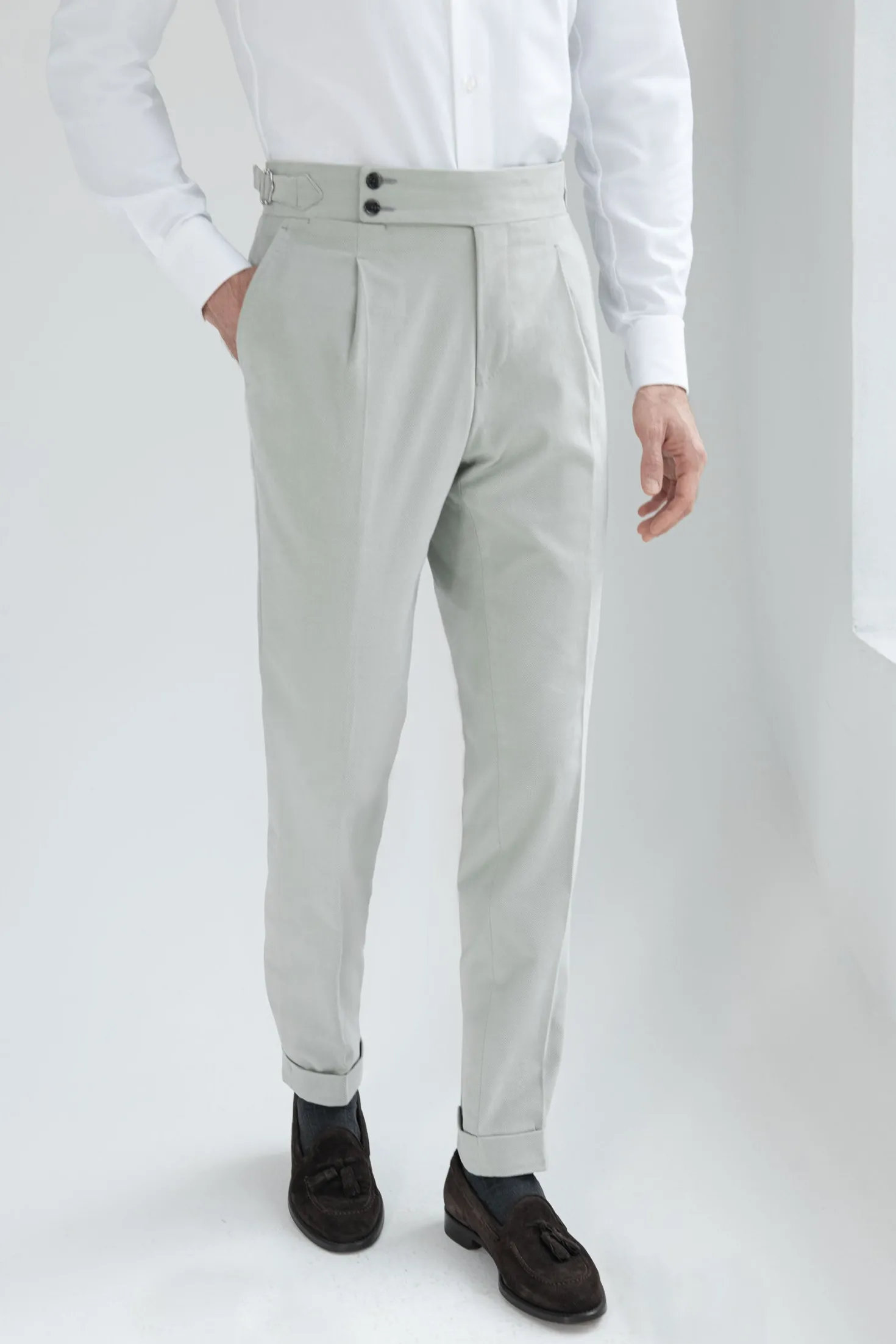 Pantalon Soragna en coton gris clair - Made in Italy