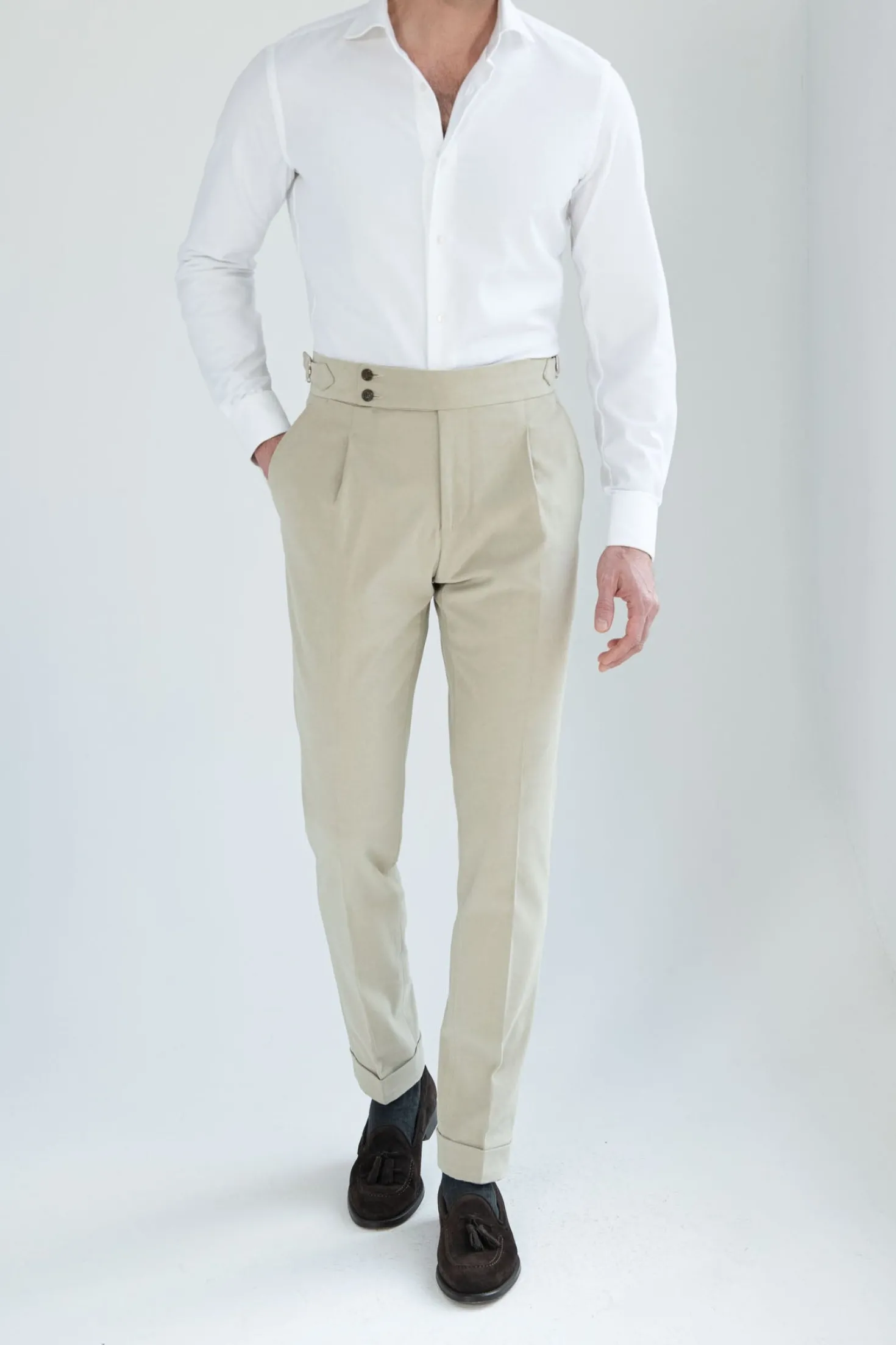 Pantalon Soragna en coton sable - Made in Italy