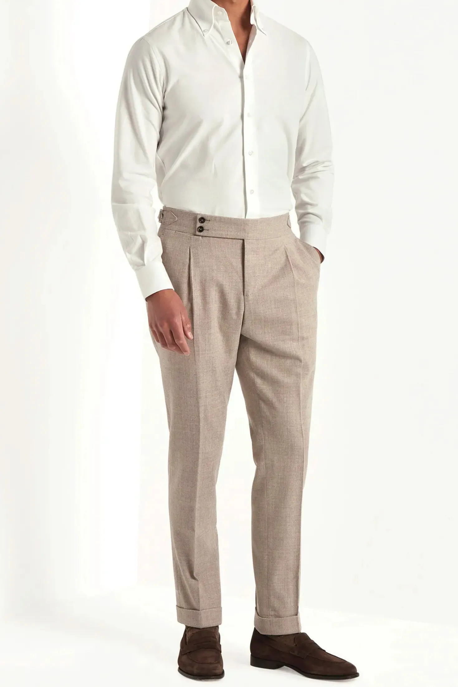 Pantalon Soragna en flanelle beige - Made in Italy