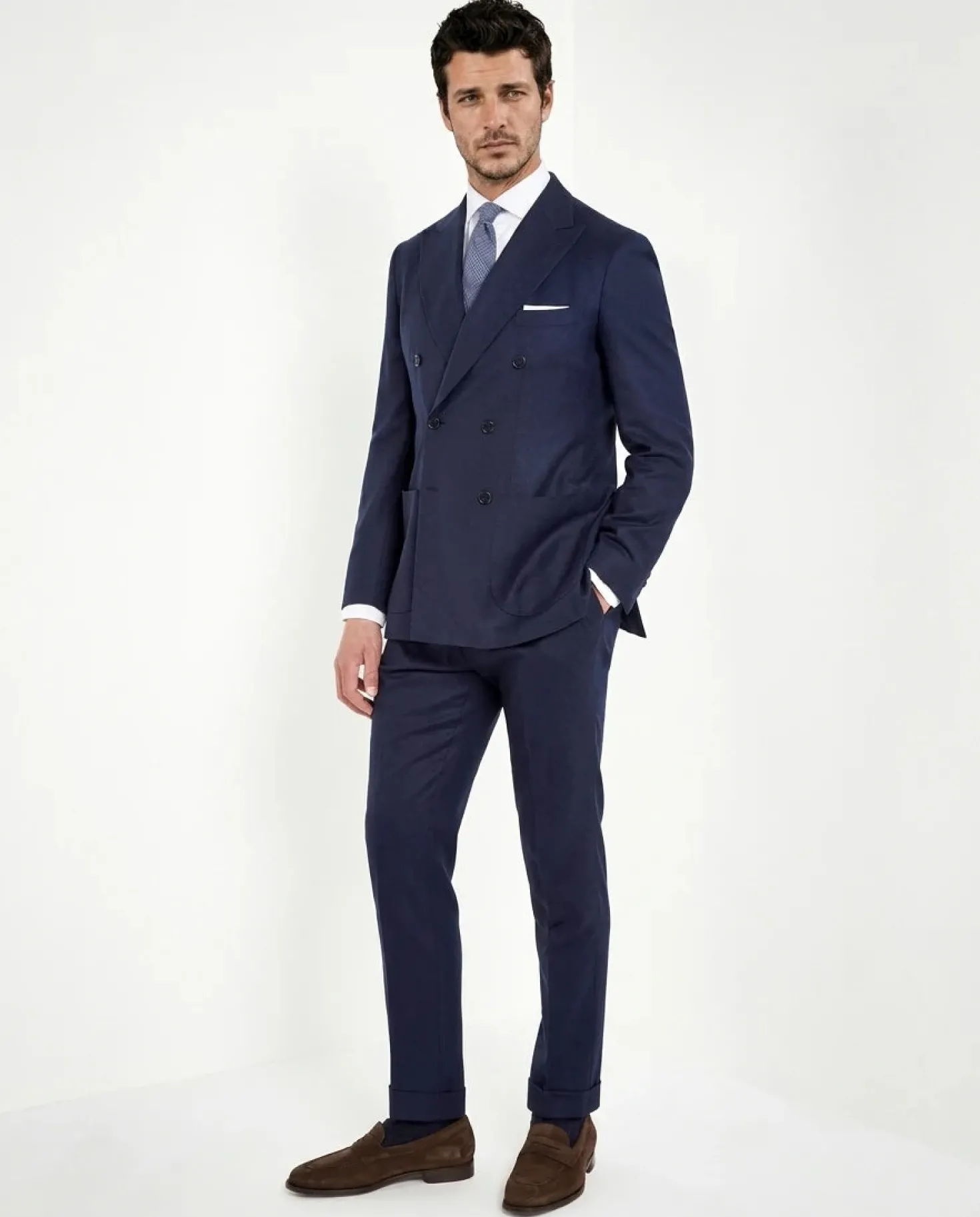 Pantalon Soragna en flanelle bleue - Made in Italy