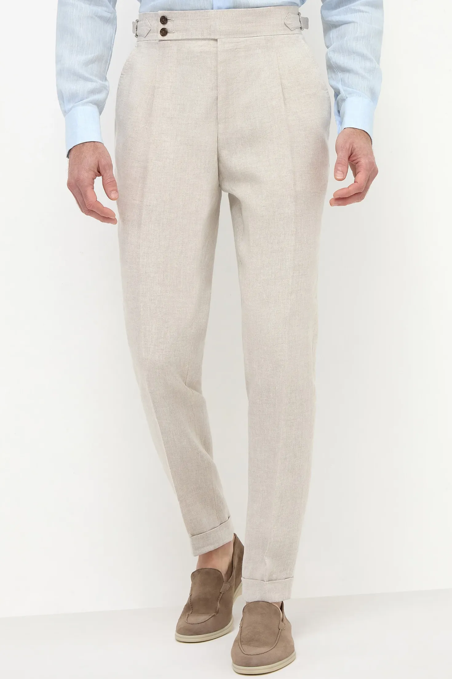 Pantalon Soragna en lin beige - Made in Italy