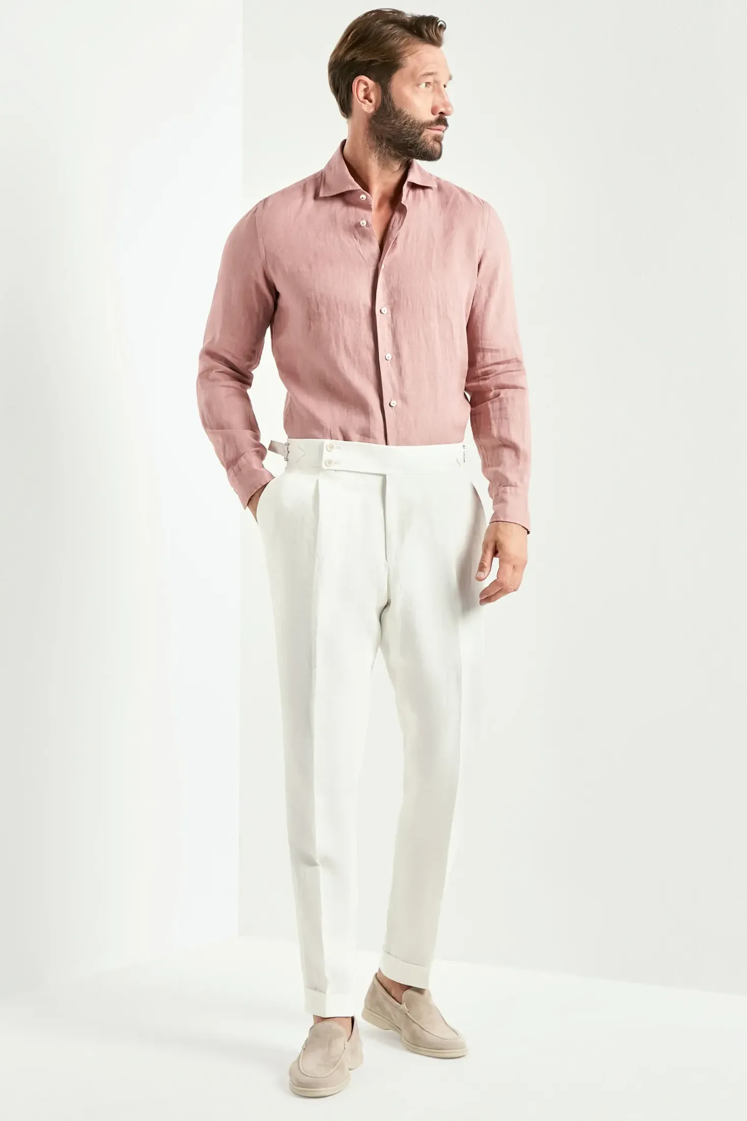 Pantalon Soragna en lin blanc - Made in Italy