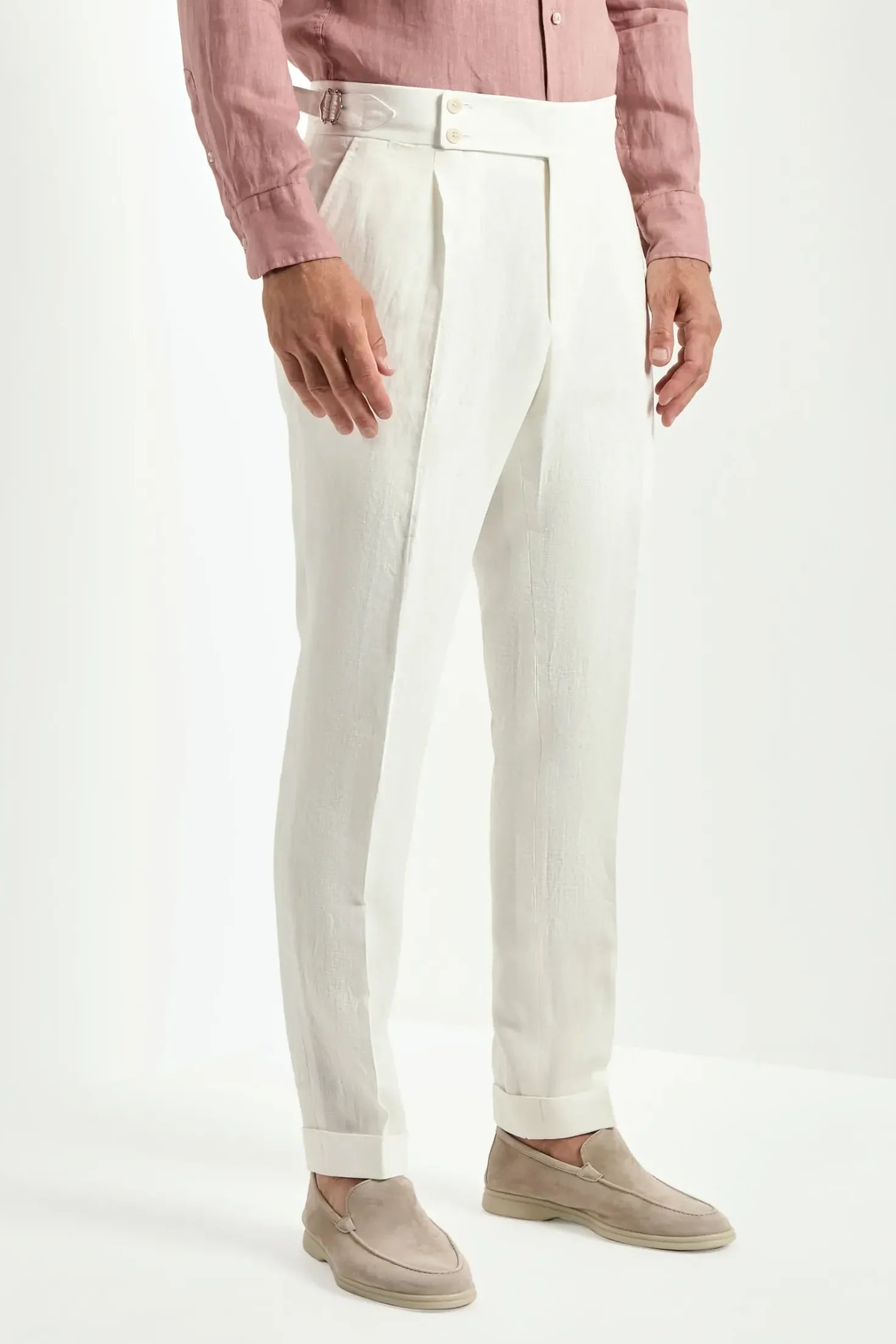 Pantalon Soragna en lin blanc - Made in Italy