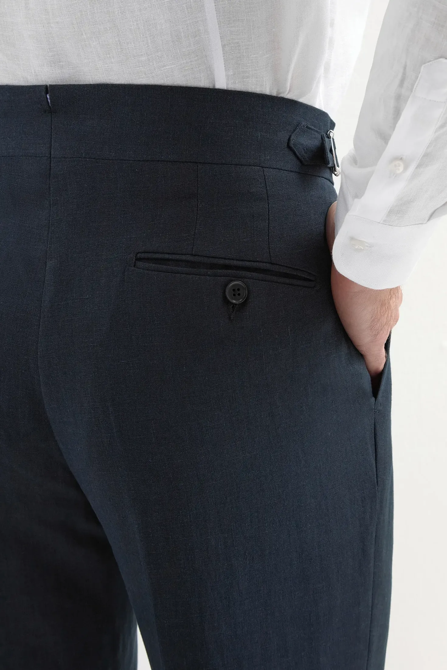 Pantalon Soragna en lin bleu marine - Made in Italy