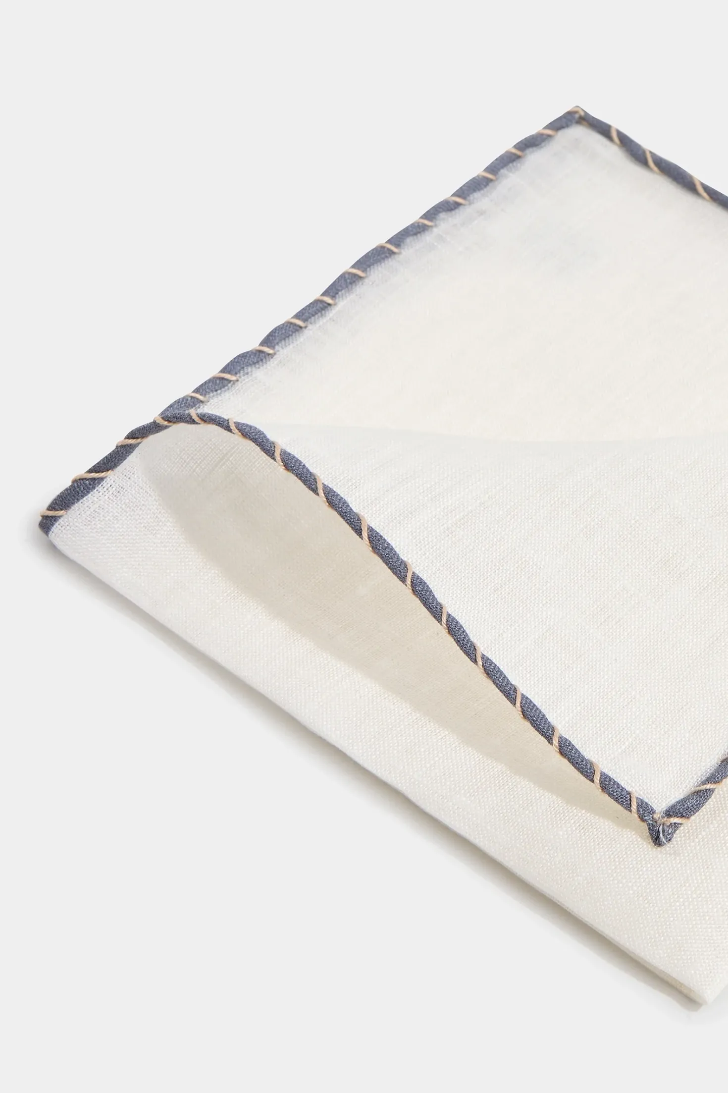 Pochette en lin blanc avec bordures grise et beige - Made in Italy