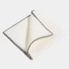 Pochette en lin blanc à bords gris et cognac - Made in Italy