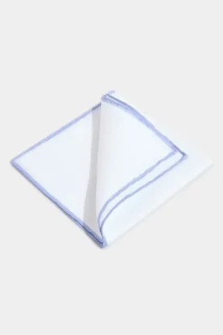 Pochette en lin blanche/bleu clair - Made in Italy