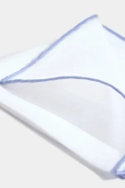 Pochette en lin blanche/bleu clair - Made in Italy