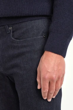 Polo bleu côtelé en mélange cachemire – Made in Italy