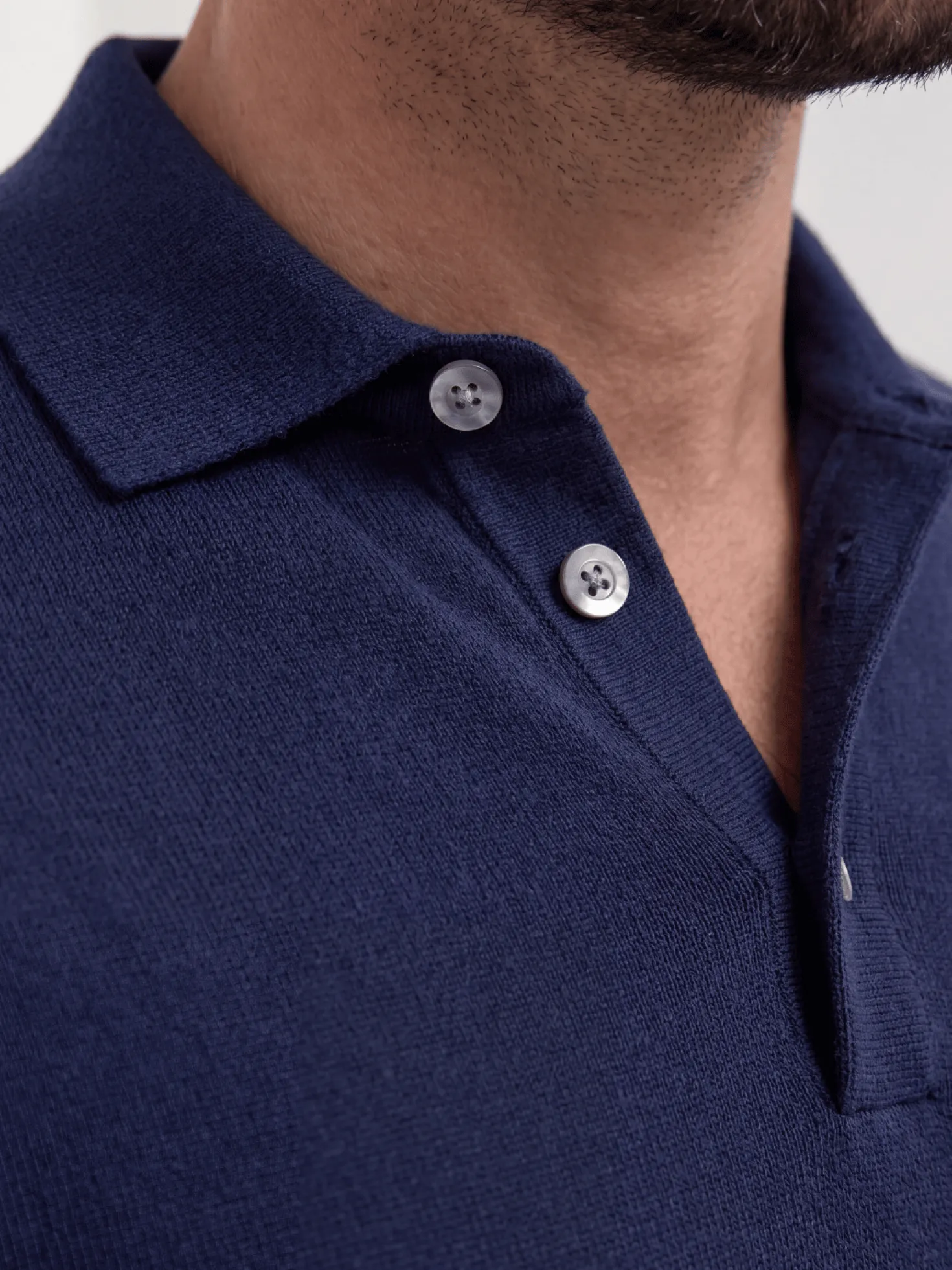 Polo bleu à manches longues - Made in Italy