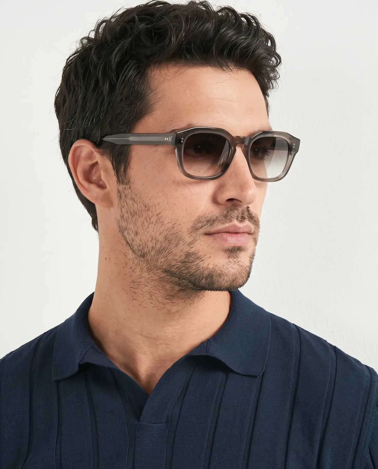 Polo côtelé bleu - Made in Italy