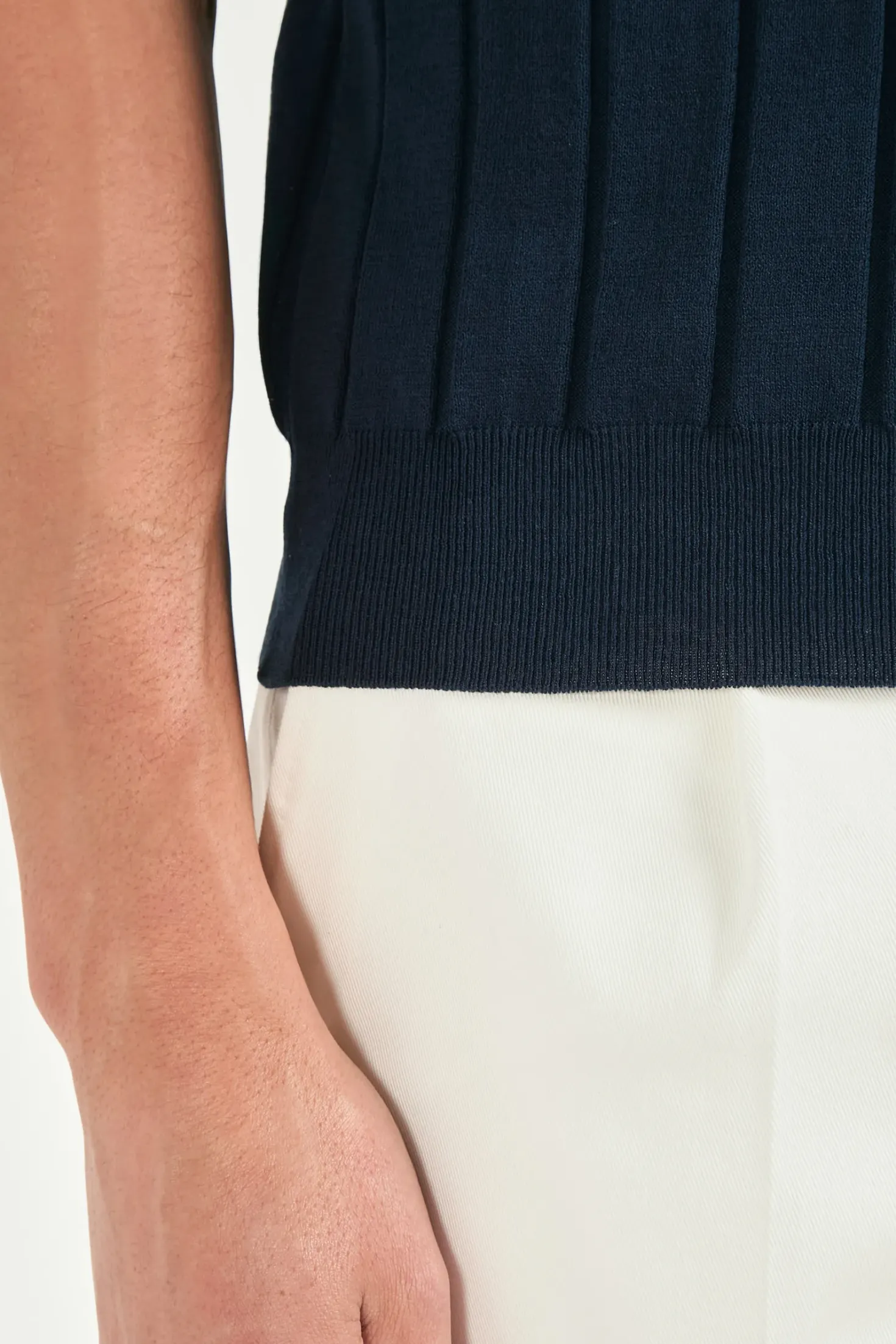 Polo côtelé bleu - Made in Italy