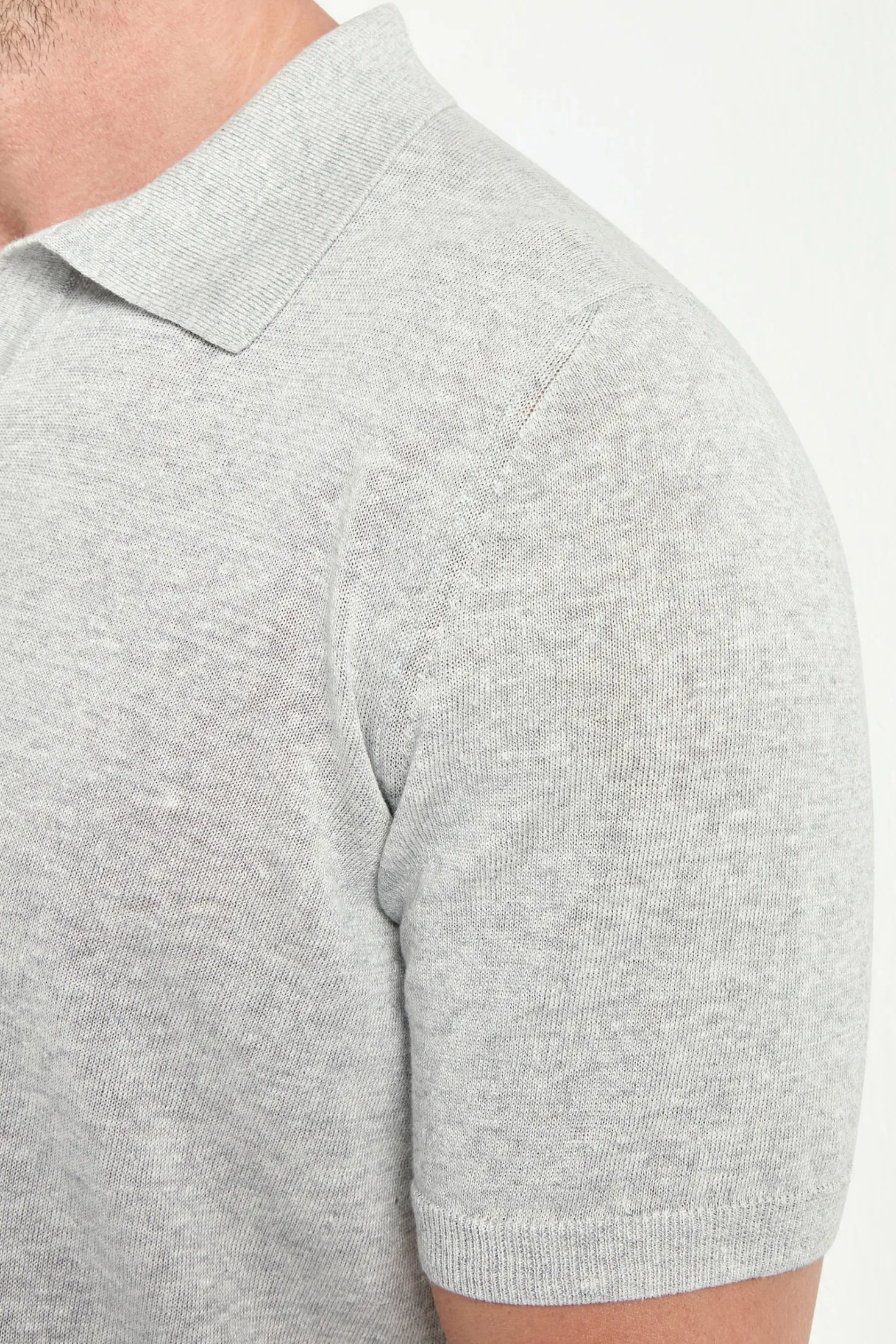 Polo en coton et lin gris clair - Made in Italy
