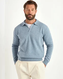 Polo en laine Bleu clair - Made in Italy