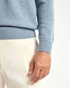 Polo en laine Bleu clair - Made in Italy
