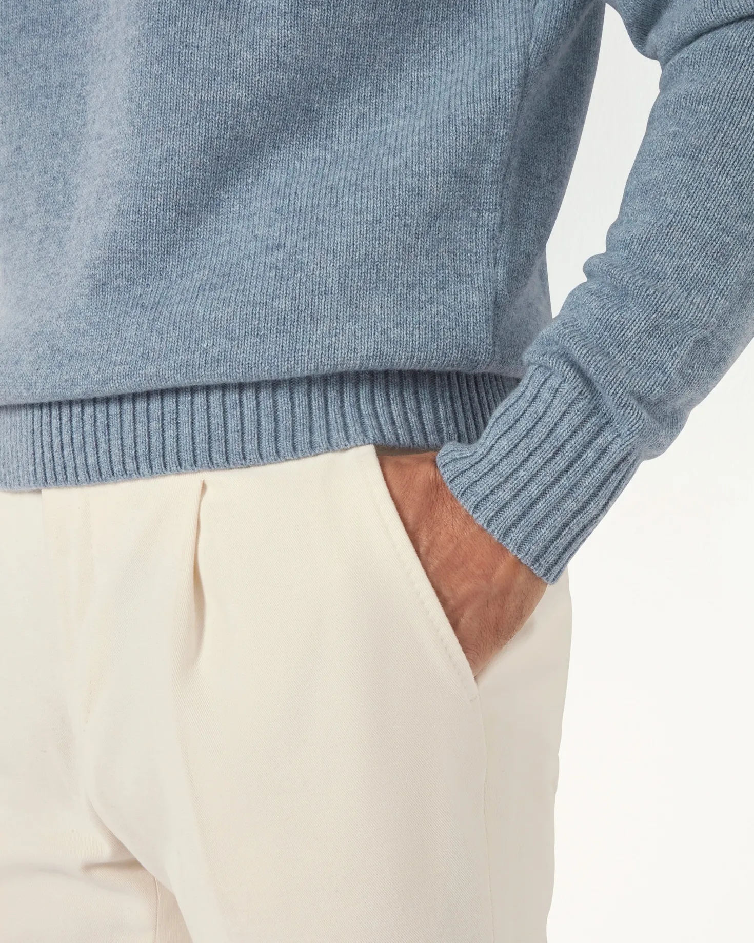 Polo en laine Bleu clair - Made in Italy