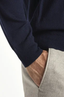 Polo en mérinos bleu - Made in Italy