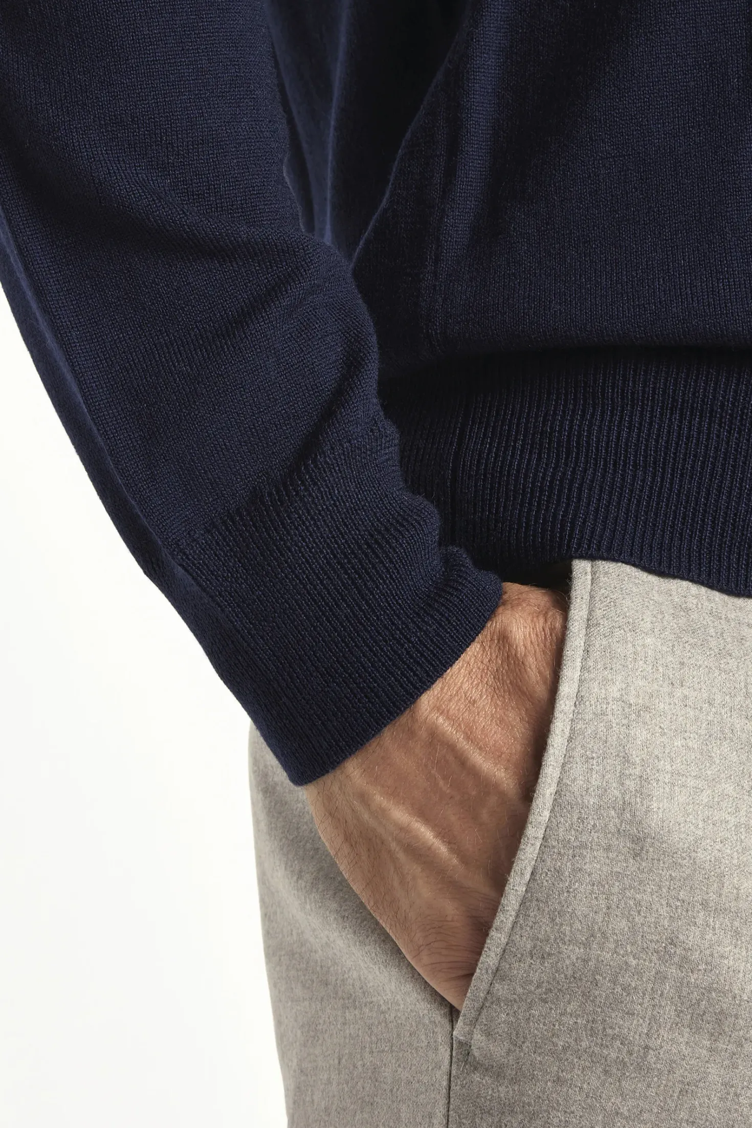 Polo en mérinos bleu - Made in Italy