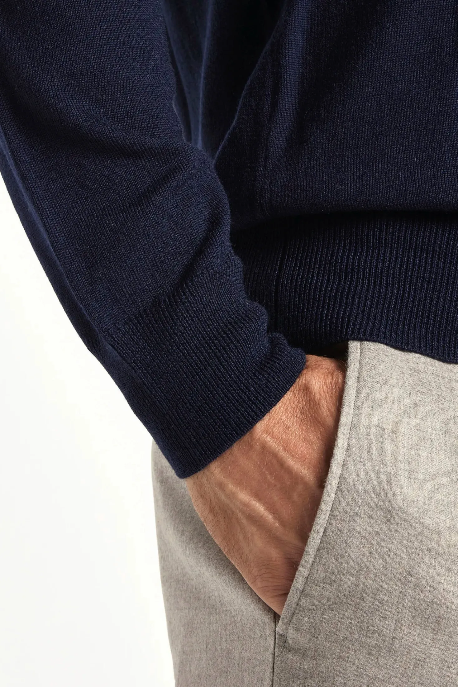 Polo en mérinos bleu - Made in Italy