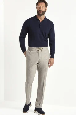 Polo en mérinos bleu - Made in Italy