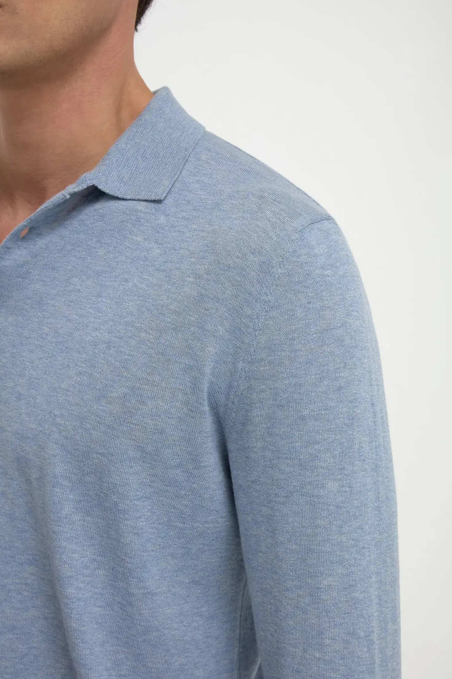 Polo à manches longues bleu clair - Made in Italy