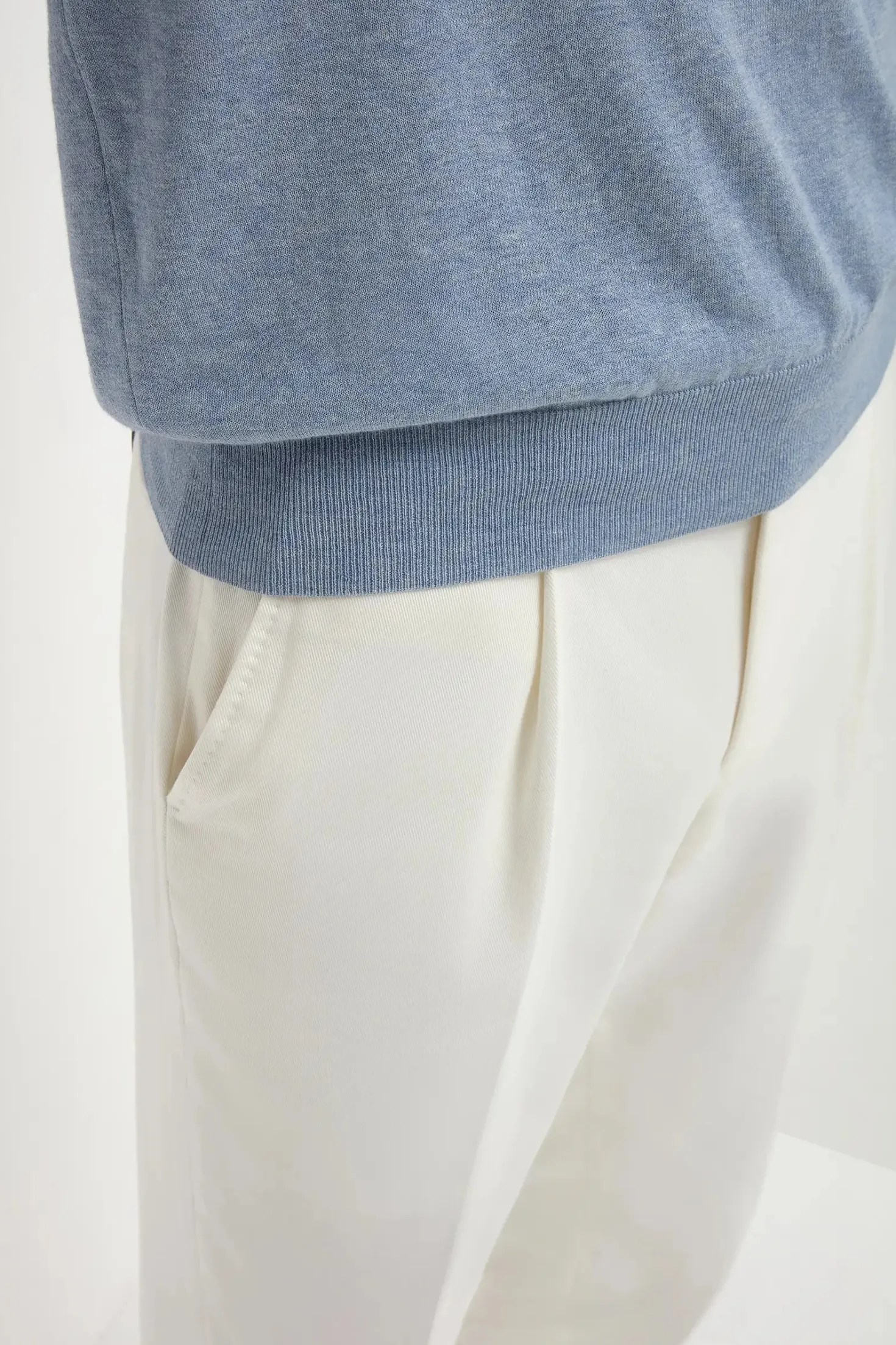 Polo à manches longues bleu clair - Made in Italy