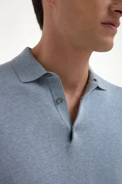 Polo à manches longues bleu clair - Made in Italy