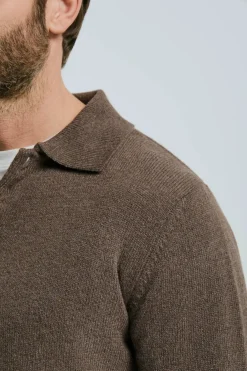 Polo marron en laine et cachemire - Made in Italy