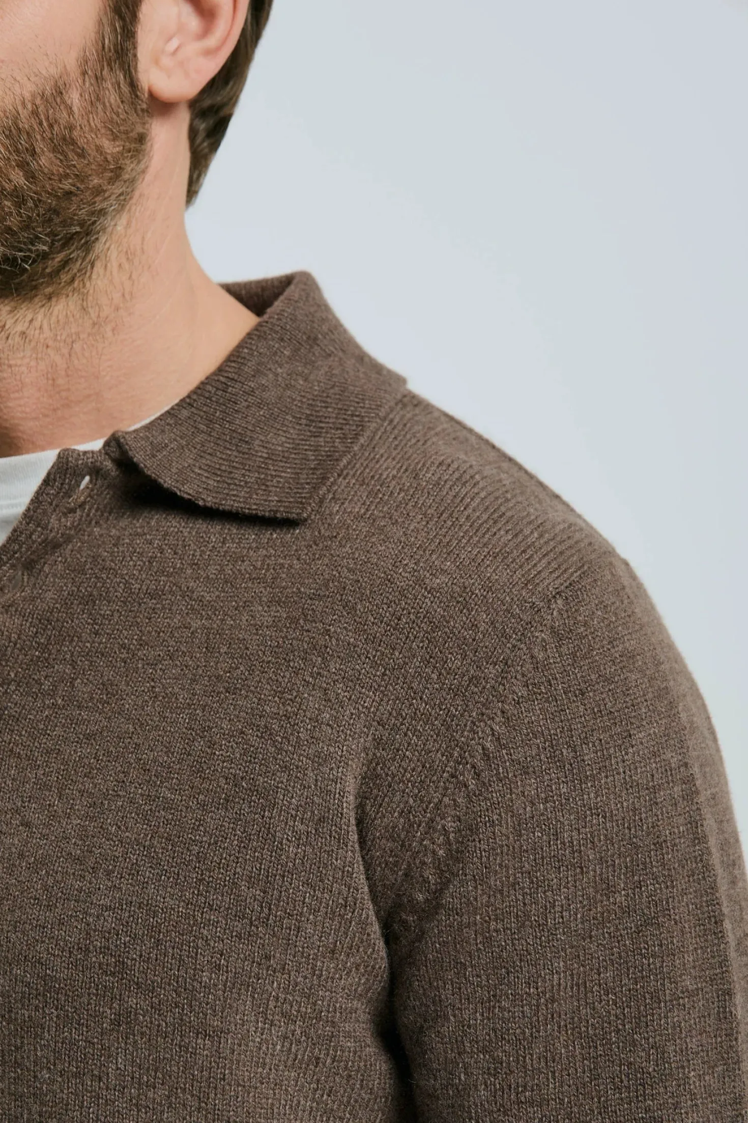 Polo marron en laine et cachemire - Made in Italy