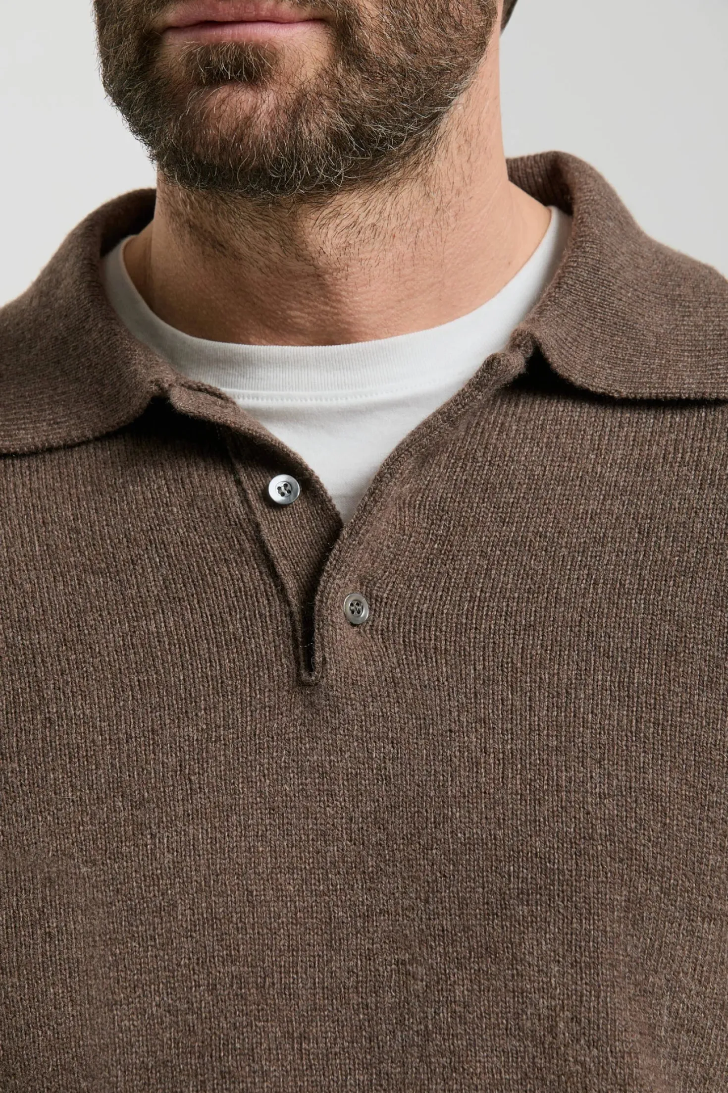 Polo marron en laine et cachemire - Made in Italy