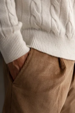Pull blanc en maille torsadée – Made in Italy