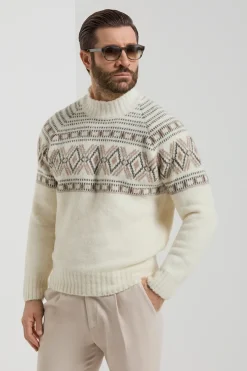 Pull à col montant Blanc cassé - Made in Italy