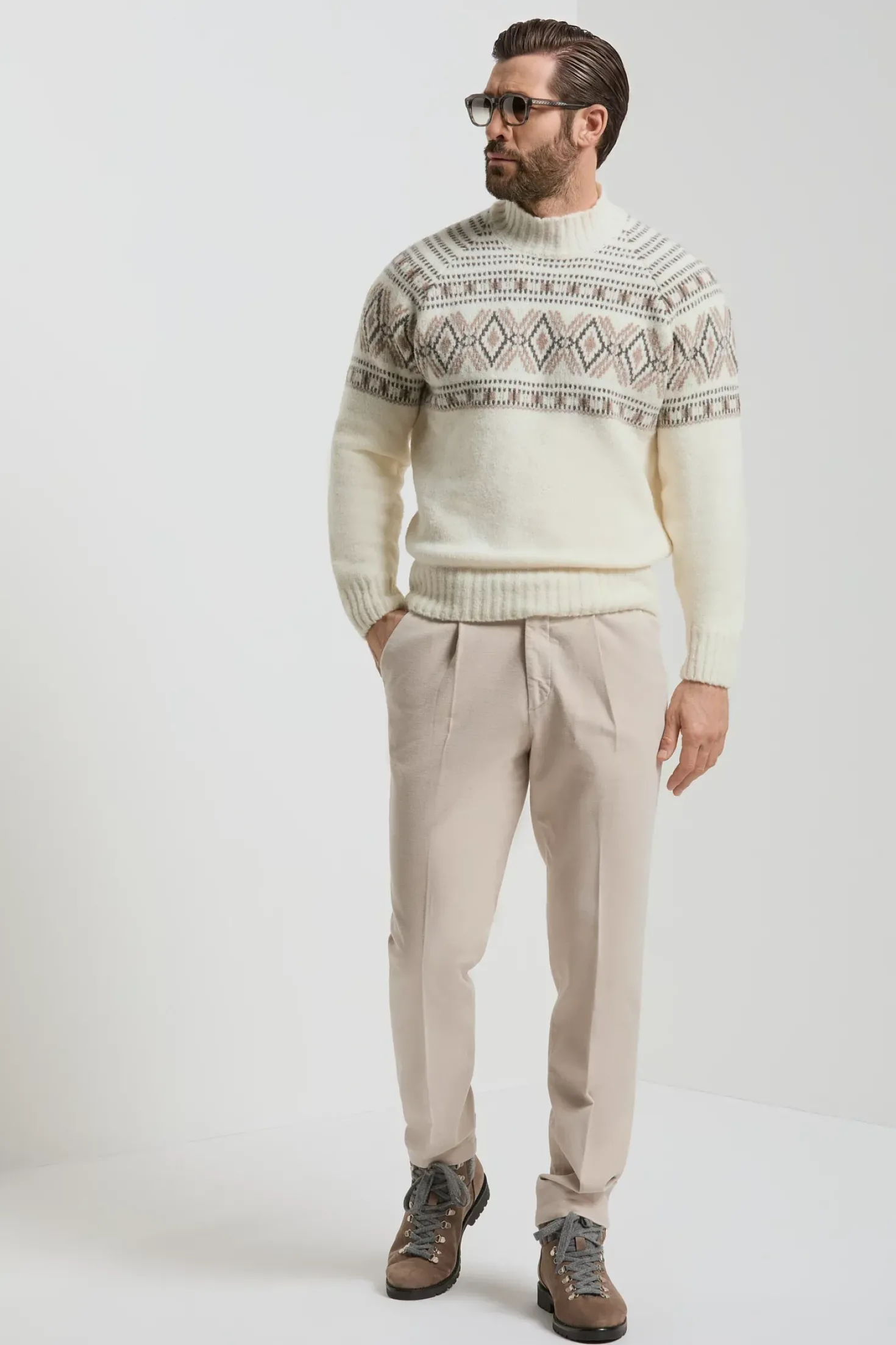 Pull à col montant Blanc cassé - Made in Italy